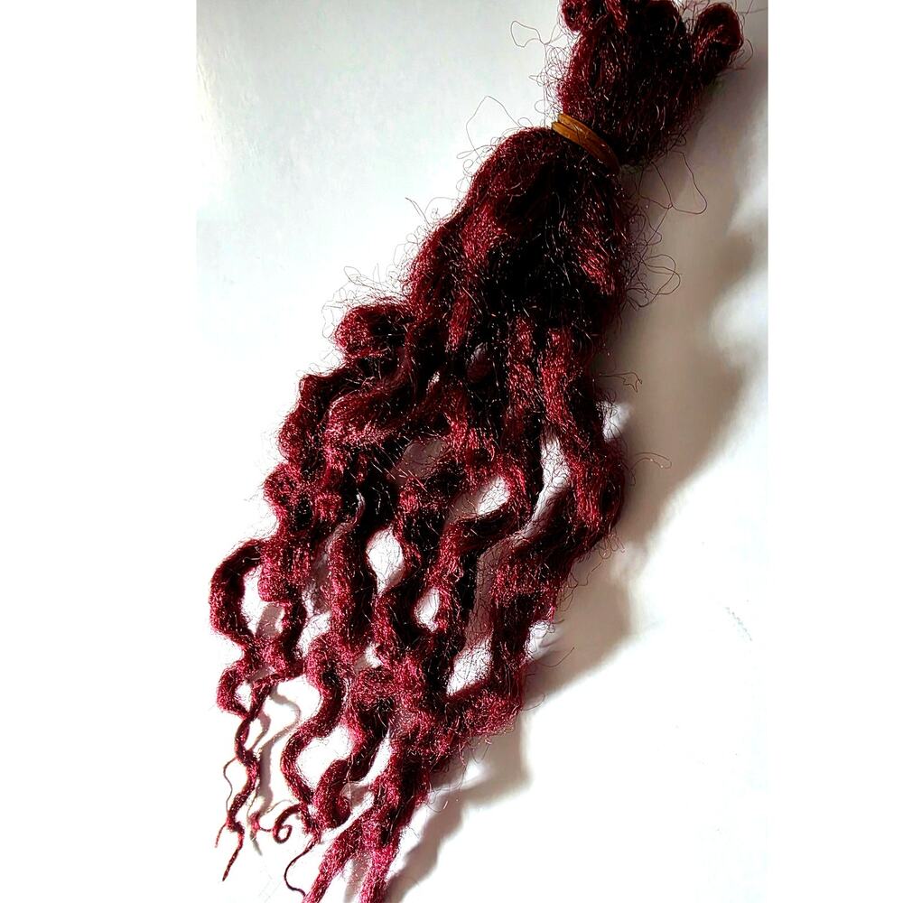 6 SE Single Ended Burgundy Red Wavy Curly Dreads Dreadlocks Hair Extensions